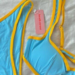 Women's Blue and Yellow Bikini Set